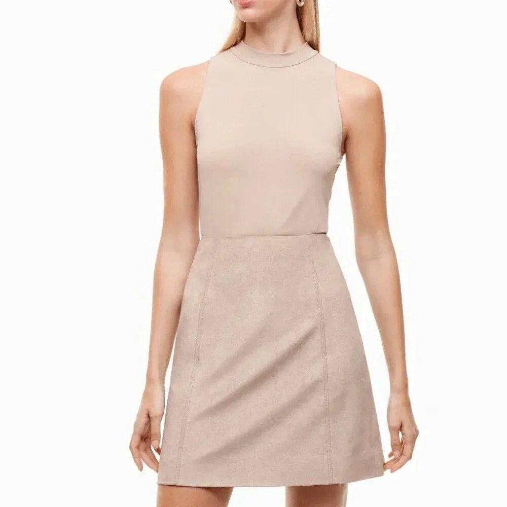 Aritzia  Babaton Womens 0 Vegan Suede Hoper Mini Skirt Tan Color